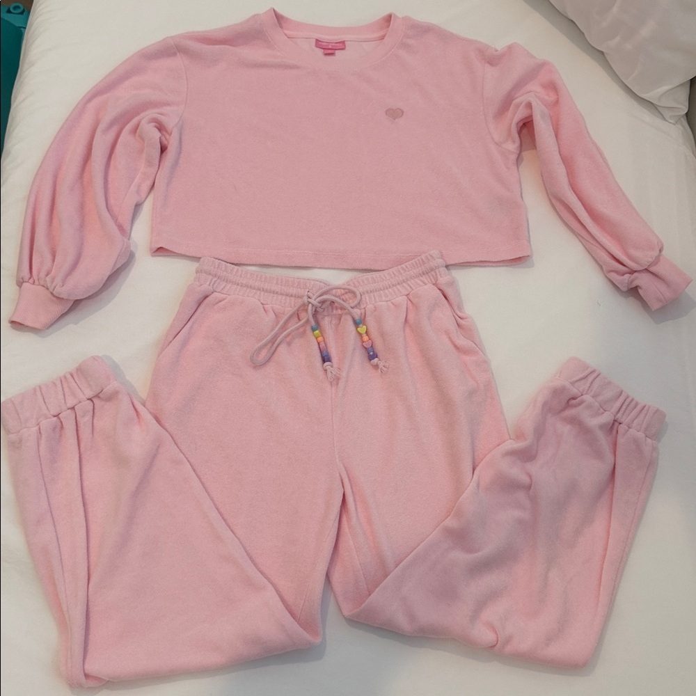 Stoney Clover Lane x Target 2pc Pink Terry Cropped Top & Ankle Jogger Size XS